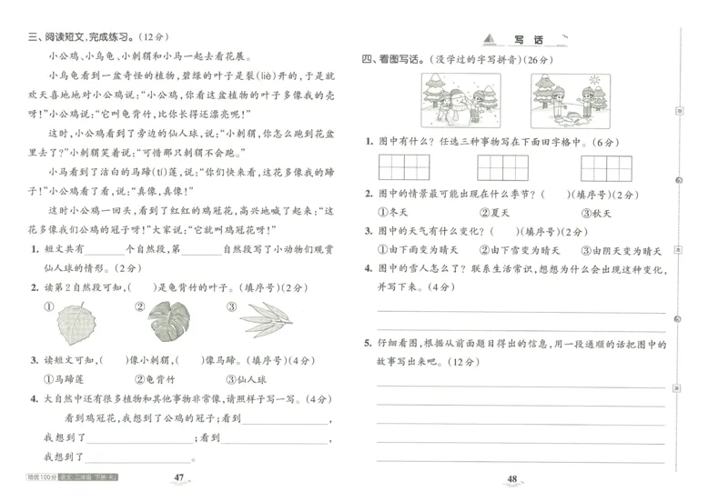 《王朝霞培优100分》23版语文2年级下册（RJ）_二年级上下册资料_小学二年级学习资料-25年更新版_2-02、小学二年级语文下册_2-2-2、练习题、作业、试题、试卷_电子册类