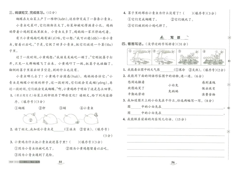 《王朝霞培优100分》23版语文2年级下册（RJ）_二年级上下册资料_小学二年级学习资料-25年更新版_2-02、小学二年级语文下册_2-2-2、练习题、作业、试题、试卷_电子册类