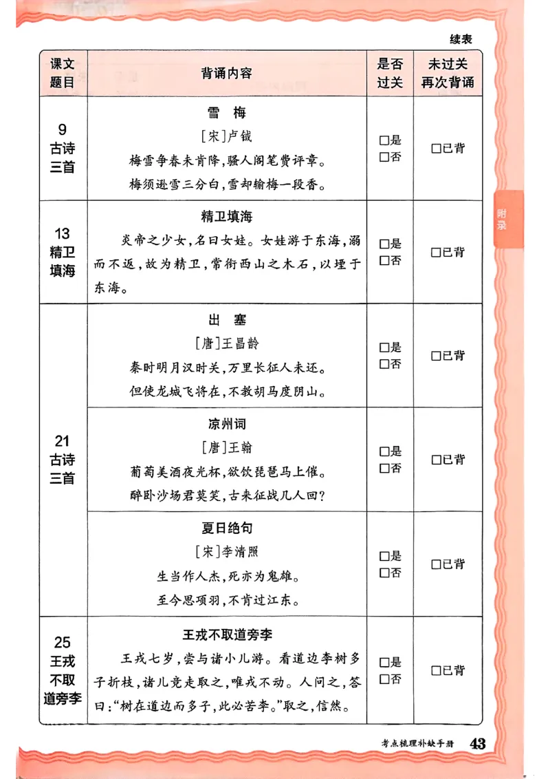 25秋四上语文人教版《王朝霞考点梳理时习卷》补缺手册_25秋小学语数英习题试卷_数学_人教版_人教版数学《王朝霞考点梳理时习卷》_四年语文上册《王朝霞考点梳理时习卷》25秋