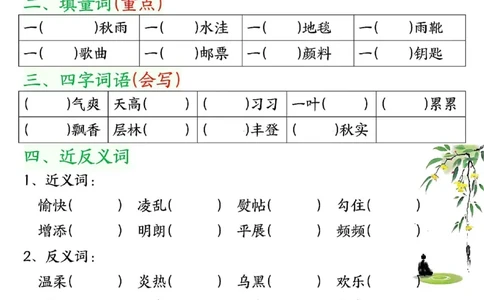 三年级上册语文1-8单元考点梳理（空白版）_三年级上下册资料_三年级上册小红书同款资料_三年级(1)