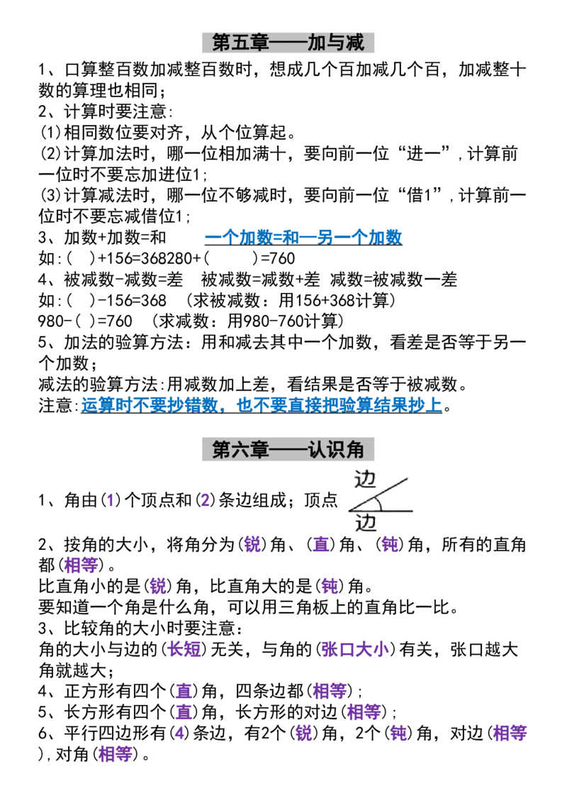 二年级下册数学必备知识点梳理汇总(1)_二年级上下册资料_二年级下册小红书同款资料_二下语文