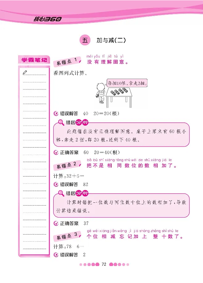 一（下）数学北师大BS版易错考点清单（核心课堂）_一年级上下册资料_小学一年级学习资料-25年更新版_1-04、小学一年级数学下册_1-4-1、复习、知识点、归纳汇总_北师大版