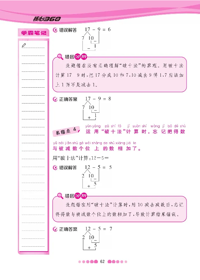 一（下）数学北师大BS版易错考点清单（核心课堂）_一年级上下册资料_小学一年级学习资料-25年更新版_1-04、小学一年级数学下册_1-4-1、复习、知识点、归纳汇总_北师大版