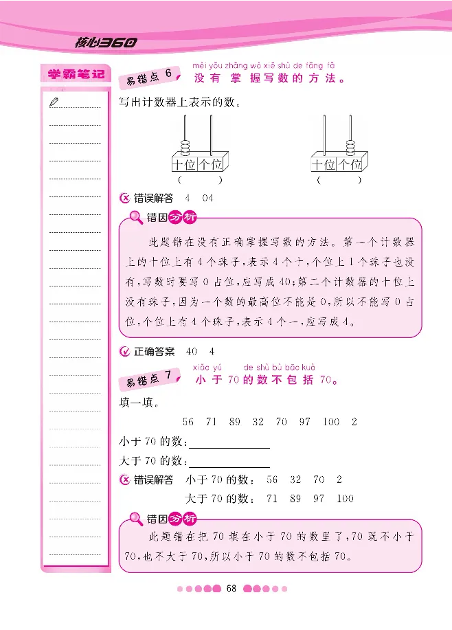 一（下）数学北师大BS版易错考点清单（核心课堂）_一年级上下册资料_小学一年级学习资料-25年更新版_1-04、小学一年级数学下册_1-4-1、复习、知识点、归纳汇总_北师大版