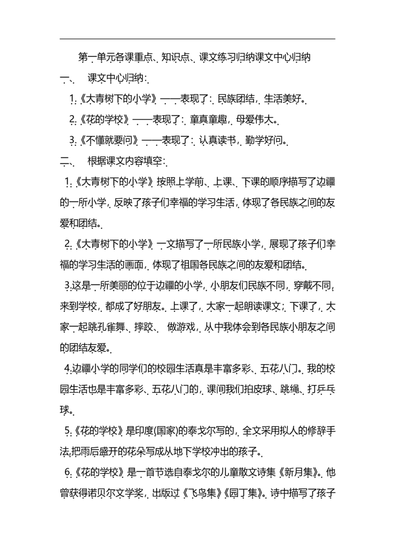 三（上）语文第一单元各课课文重点、知识点、课文练习归纳（复习）_三年级上下册资料_小学三年级学习资料-25年更新版_3-01、小学三年级语文上册_3-1-1、复习、知识点、归纳汇总
