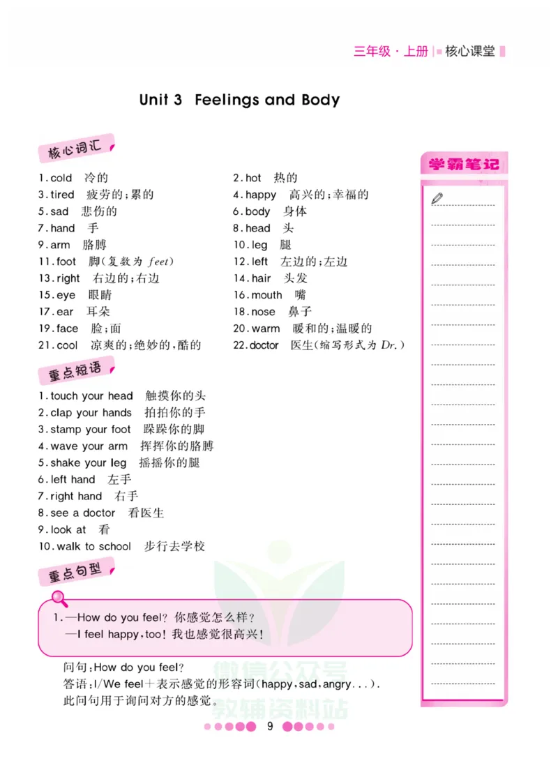 三年级上册英语冀教版知识清单_三年级上下册资料_三年级上语数英上下册学习资料_3-8-5、小学三年级英语上册_冀教版_1、知识点总结