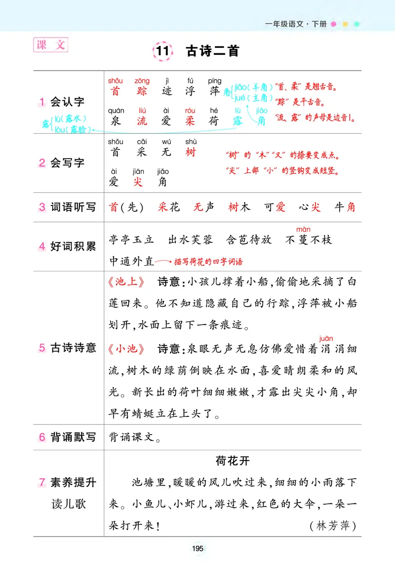 《状元语文笔记》（背记清单）语文1年级下册（RJ）_一年级上下册资料_小学一年级学习资料-25年更新版_1-02、小学一年级语文下册_3-6-2-2、练习题、作业、专项、试卷_部编（人教）版