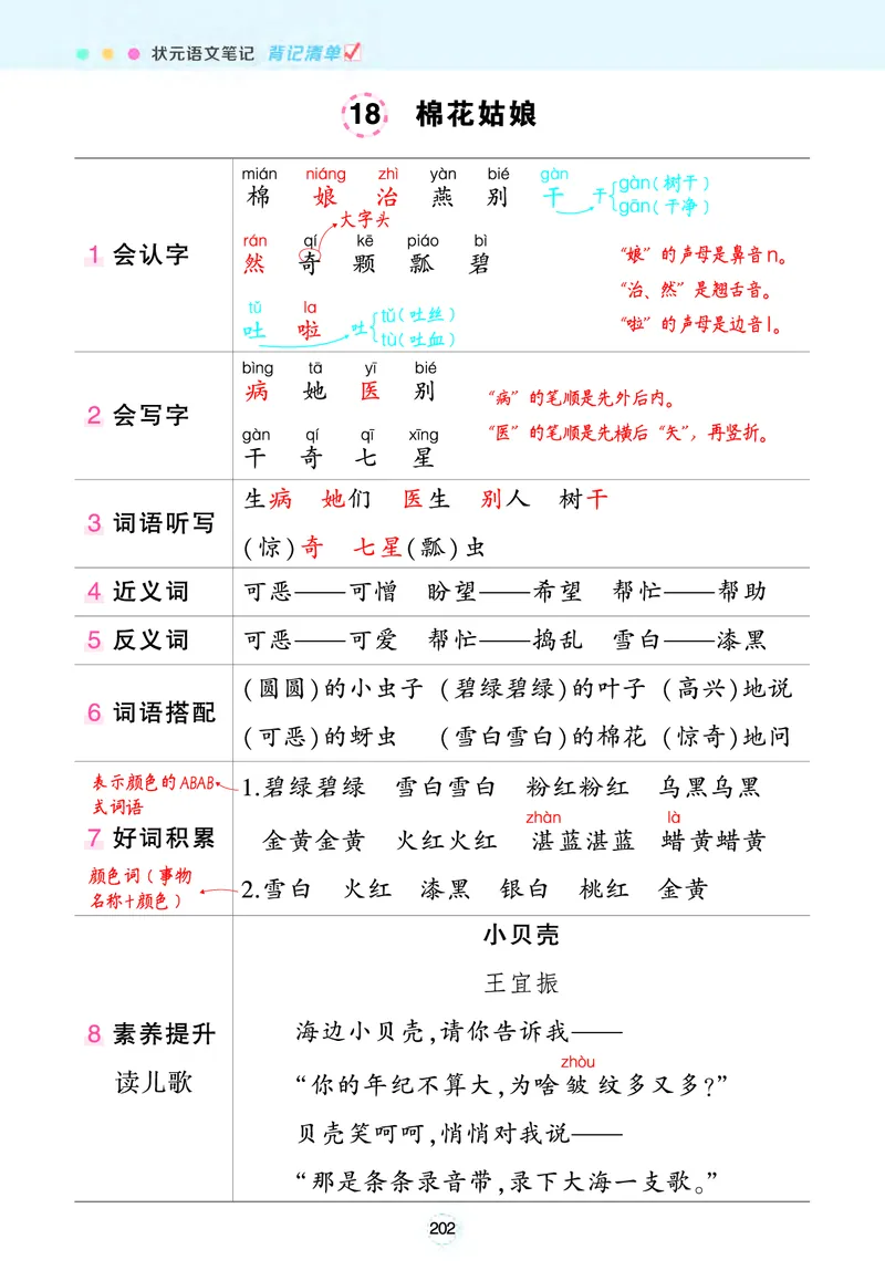 《状元语文笔记》（背记清单）语文1年级下册（RJ）_一年级上下册资料_小学一年级学习资料-25年更新版_1-02、小学一年级语文下册_3-6-2-2、练习题、作业、专项、试卷_部编（人教）版
