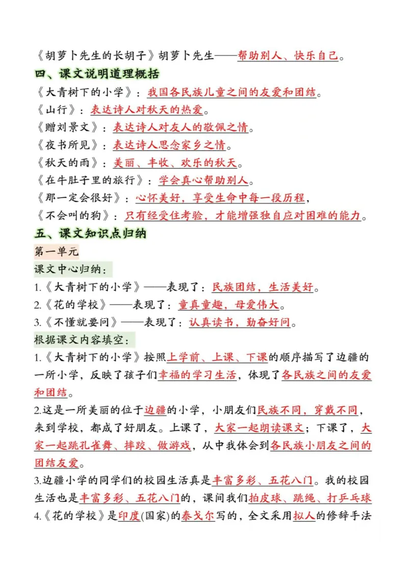 三上语文期末复习高频考点汇总_三年级上下册资料_三年级下册小红书同款资料_三下语文