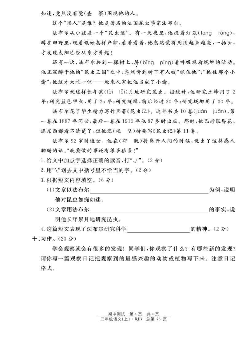 《阳光训练》语文3年级上册（RJ）_三年级上下册资料_小学三年级学习资料-25年更新版_3-01、小学三年级语文上册_3-1-2、练习题、作业、试题、试卷_电子册类