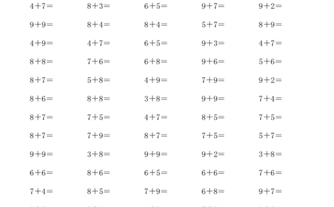 一（上）数学20以内进位加法练习题_一年级上下册资料_小学一年级学习资料-25年更新版_1-03、小学一年级数学上册_通用_一（上）通用版数学专项练习