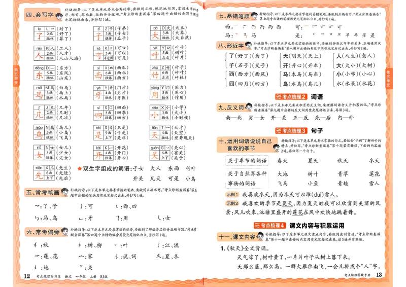 25秋一上语文实习手册和答案_25秋小学语数英习题试卷_数学_人教版_人教版数学《王朝霞考点梳理时习卷》_一年语文上册《王朝霞考点梳理时习卷》25秋(1)