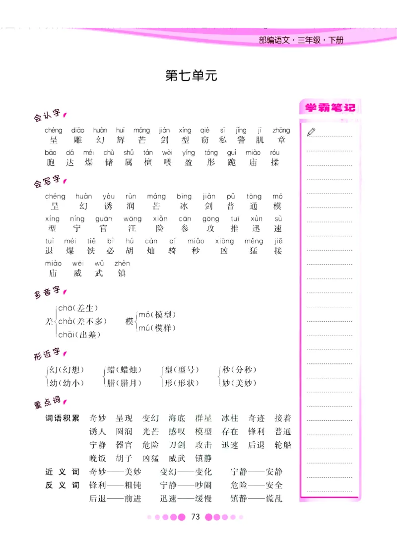 三年级下册-语文核心课堂知识清单_三年级上下册资料_小学三年级学习资料-25年更新版_3-02、小学三年级语文下册_3-2-1、学习资料、复习、知识点、归纳汇总