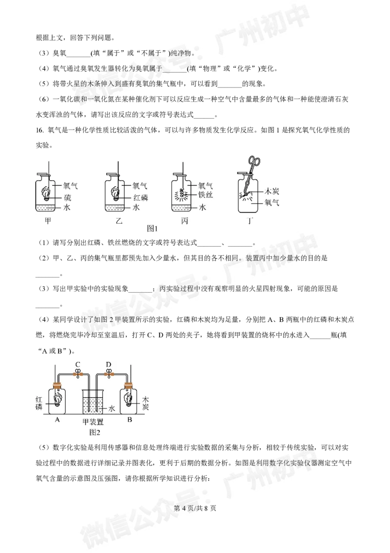 星执学校2024-2025学年九年级9月化学试题_广州九上月考+期中+期末+一模二模+中考真题_九上月考_初三上十月考
