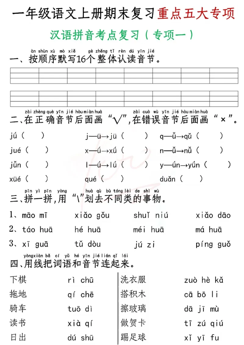 一年级上册语文重点五大专项_一年级上下册资料_一年级上册小红书同款资料_语文