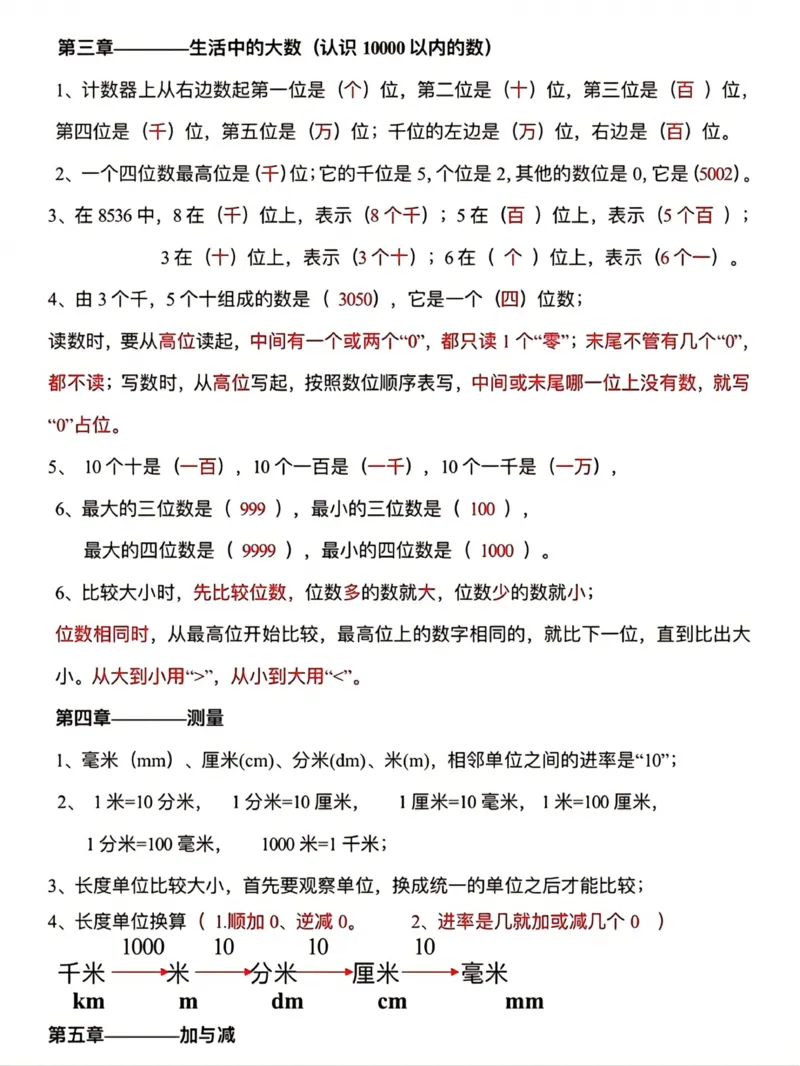 二下数学单元知识点总结_二年级上下册资料_小学二年级学习资料-25年更新版_2-04、小学二年级数学下册_2-4-1、复习、知识点、归纳汇总_通用