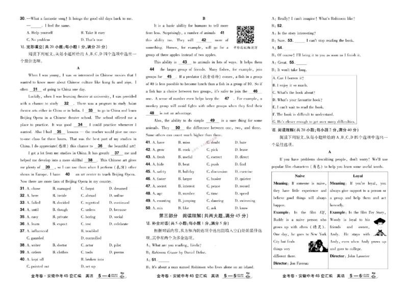 2026《中考英语45套》安徽_45套中招_2026《中考英语45套》安徽