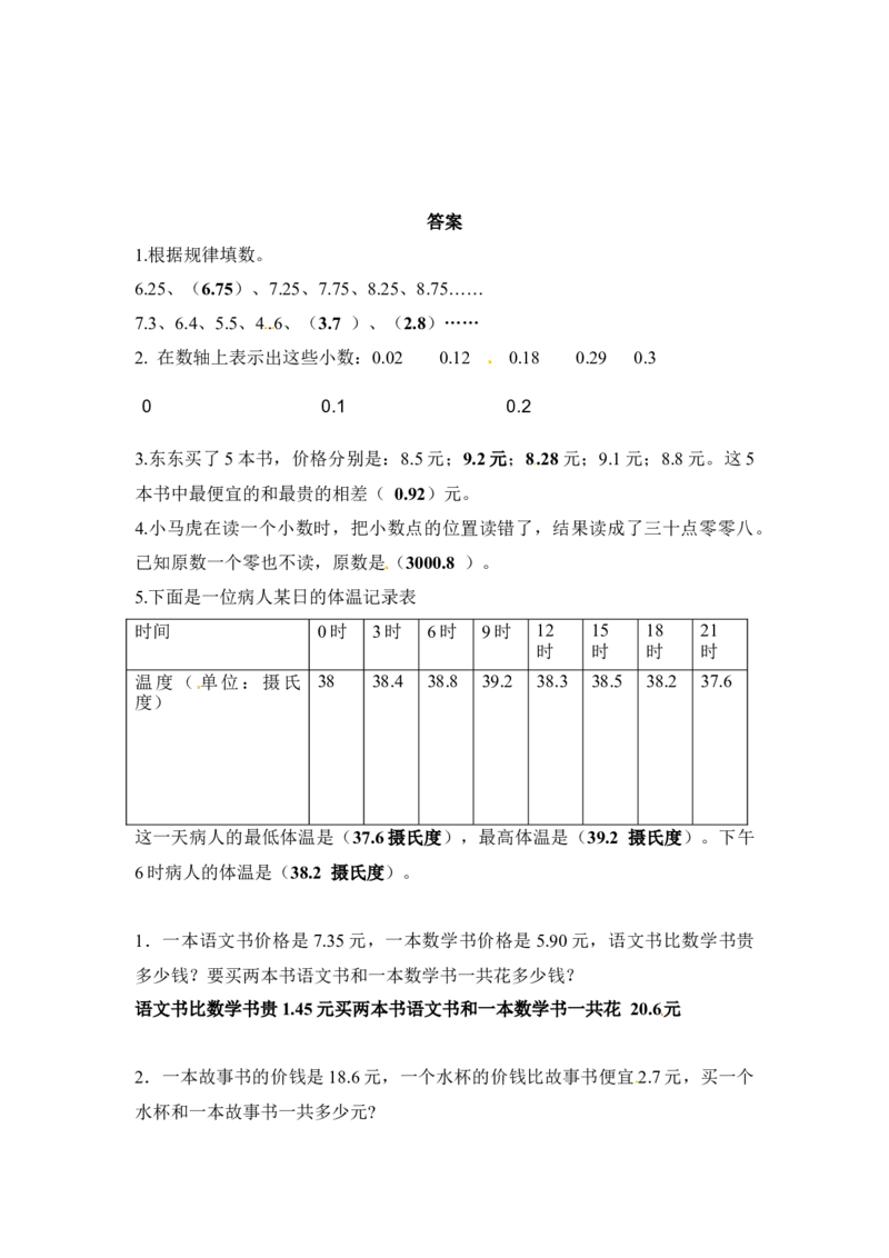 三年级下册数学一课一练-小数的初步认识3-苏教版_三年级上下册资料_三年级上语数英上下册学习资料_3-8-4、小学三年级数学下册_苏教版_2、同步练习