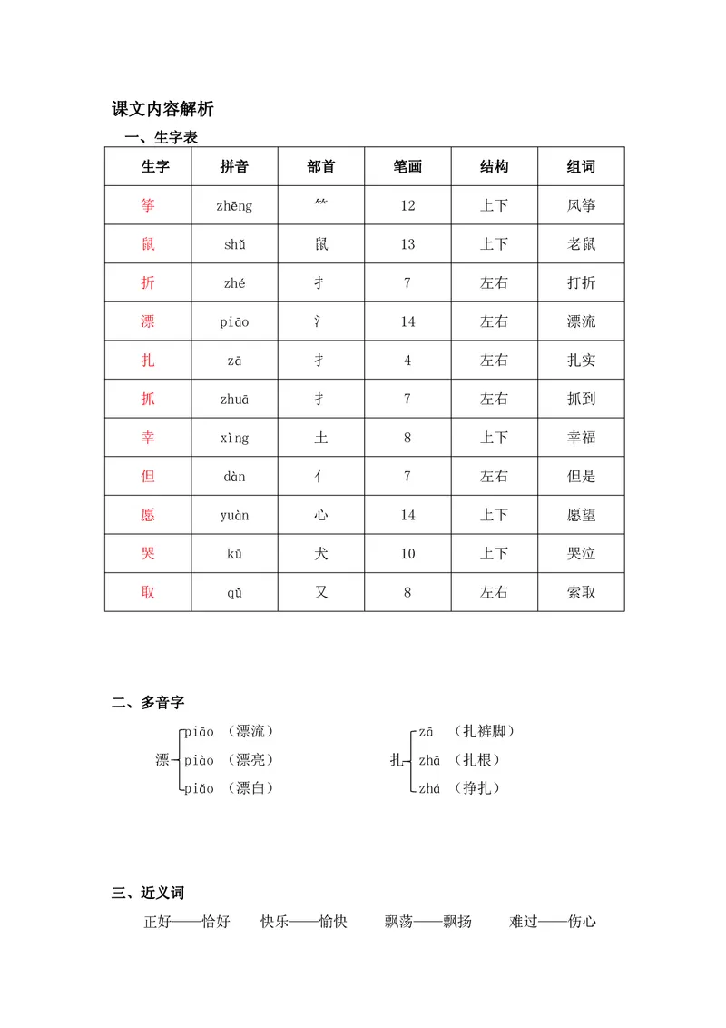二年级上册语文部编版课堂笔记_二年级上下册资料_小学二年级学习资料-25年更新版_2-01、小学二年级语文上册_2-1-1、复习、知识点、归纳汇总