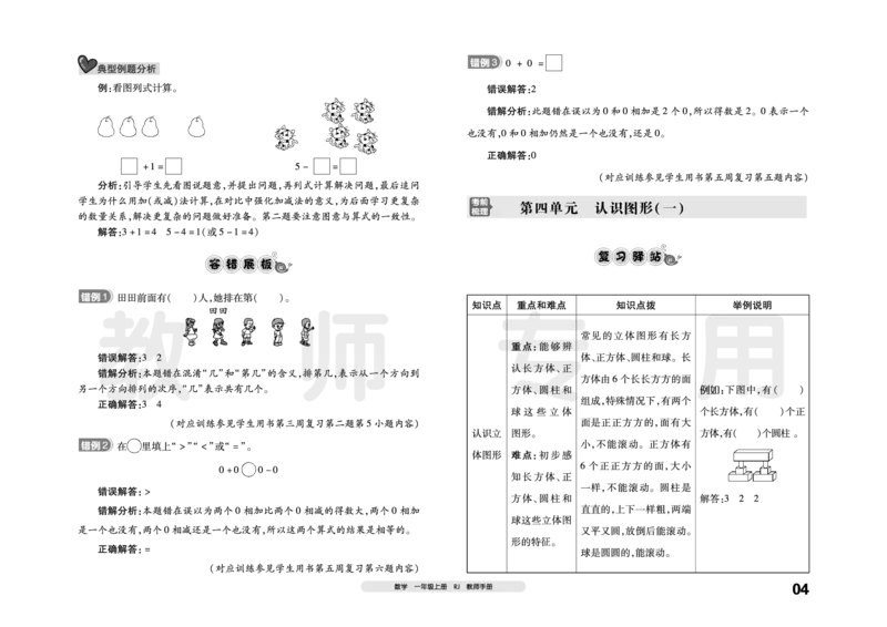 《考前梳理》数学1年级上册（RJ）_一年级上下册资料_小学一年级学习资料-25年更新版_1-03、小学一年级数学上册_人教版_10、电子书籍