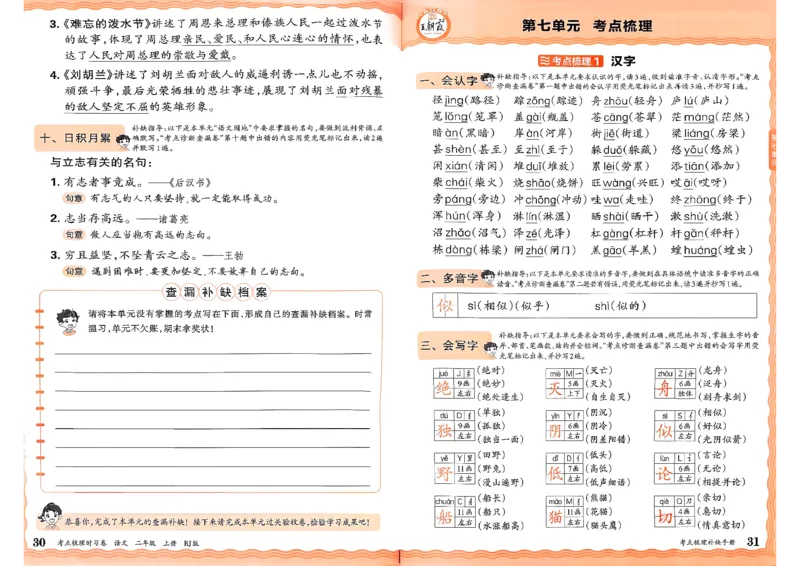 25秋二上语文考点梳理手册和答案_25秋小学语数英习题试卷_数学_人教版_人教版数学《王朝霞考点梳理时习卷》_二年语文上册《王朝霞考点梳理时习卷》25秋(1)
