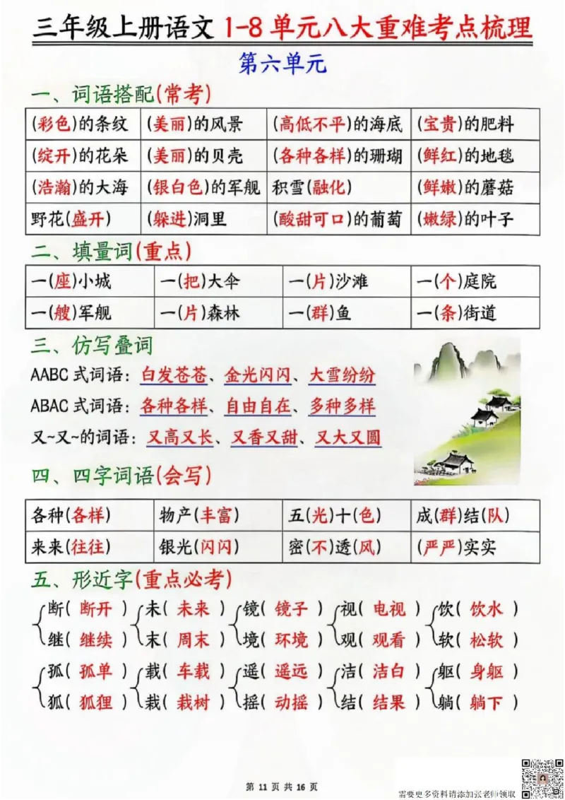 三年级上册语文八大重难考点梳理_三年级上下册资料_三年级上册小红书同款资料_三年级(1)