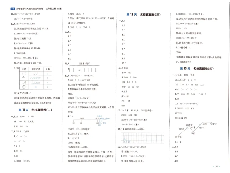 25秋《一本15天期末考前冲刺卷》北师数学3上_25秋小学语数英习题试卷_数学_北师大版_数学《一本15天期末考前冲刺卷》北师25秋(1)