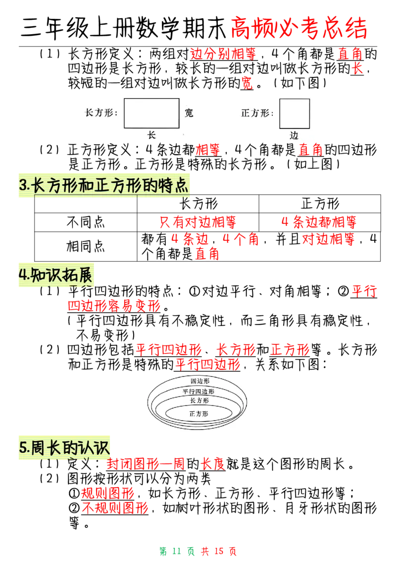 三年级上册数学全册知识点_三年级上下册资料_小学三年级学习资料-25年更新版_3-03、小学三年级数学上册_3-3-1、复习、知识点、归纳汇总_通用