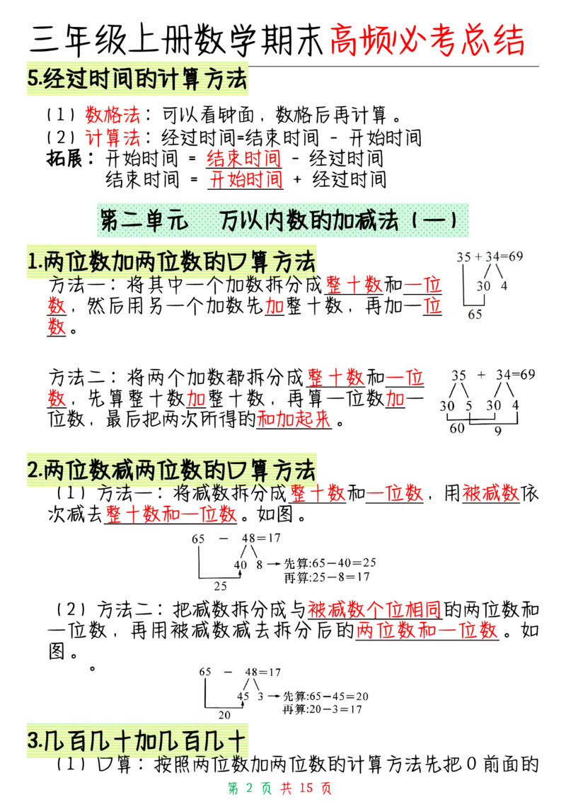 三年级上册数学全册知识点_三年级上下册资料_小学三年级学习资料-25年更新版_3-03、小学三年级数学上册_3-3-1、复习、知识点、归纳汇总_通用