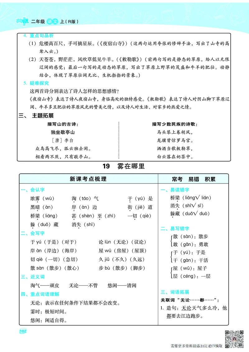 二（上）语文名师规划每一课重考点梳理（全册）(1)(1)_二年级上下册资料_二年级上册小红书同款资料_二年级