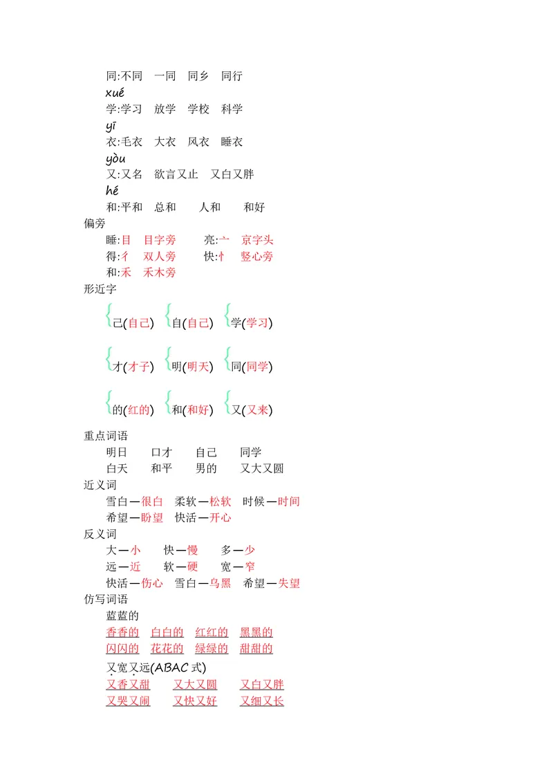 一年级上册语文部编版知识要点_一年级上下册资料_小学一年级学习资料-25年更新版_1-01、小学一年级语文上册_01、知识汇总