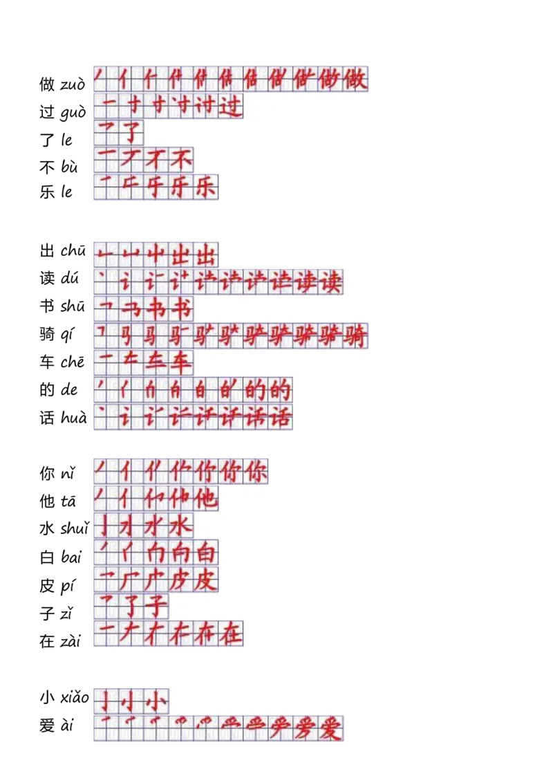 一年级上册语文-一年级生字表一笔顺_一年级上下册资料_一年级上语数英上下册学习资料_3-6-1、小学一年级语文上册_统编、部编、人教（语文全国统一只有一个版）_8、字贴书写