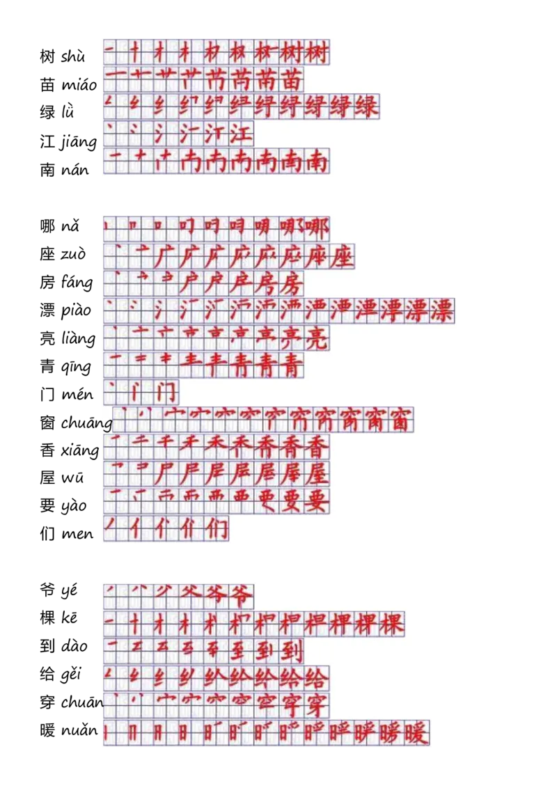 一年级上册语文-一年级生字表一笔顺_一年级上下册资料_一年级上语数英上下册学习资料_3-6-1、小学一年级语文上册_统编、部编、人教（语文全国统一只有一个版）_8、字贴书写