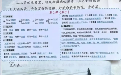 三年级下册语文彩色一课一贴_三年级上下册资料_三年级下册小红书同款资料_三下语文