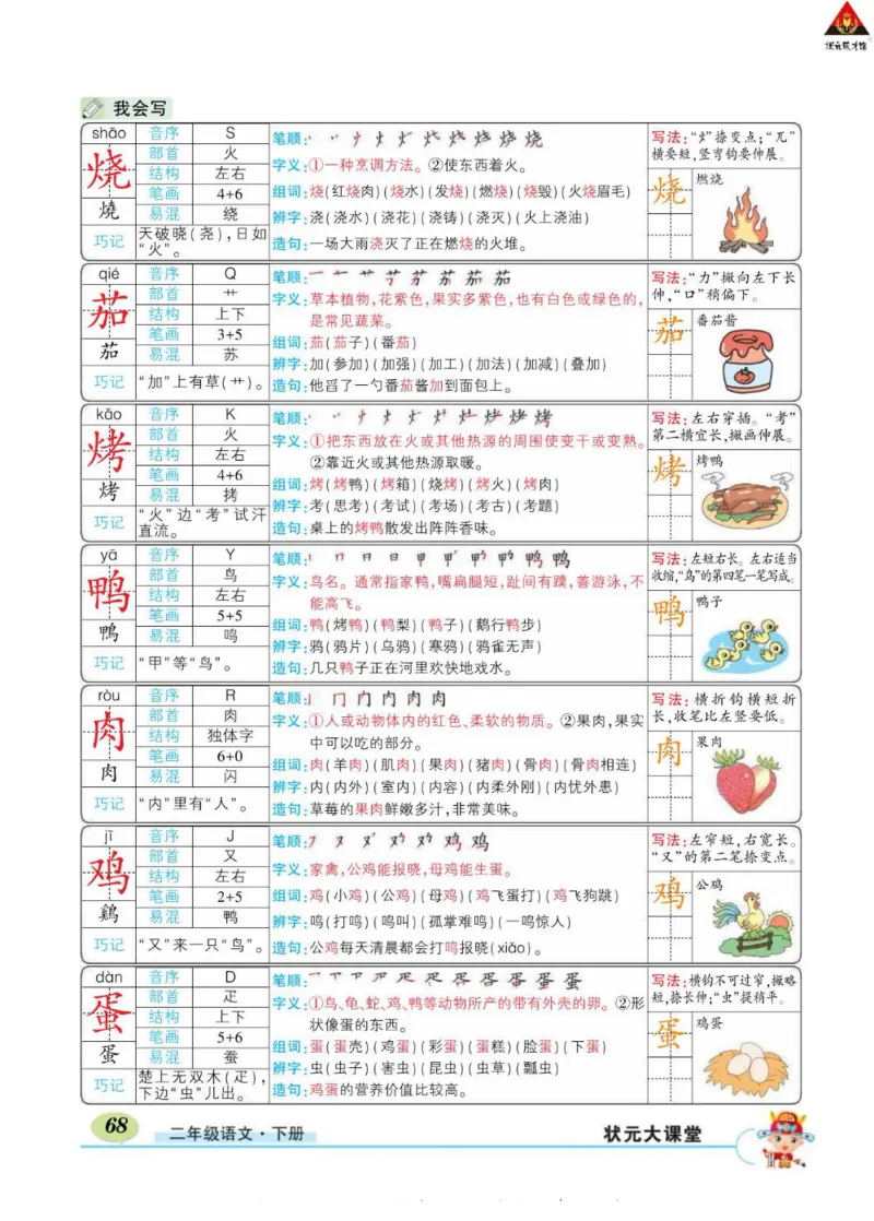 《状元大课堂》语文2年级下册（RJ）_二年级上下册资料_小学二年级学习资料-25年更新版_2-02、小学二年级语文下册_2-2-2、练习题、作业、试题、试卷_电子册类