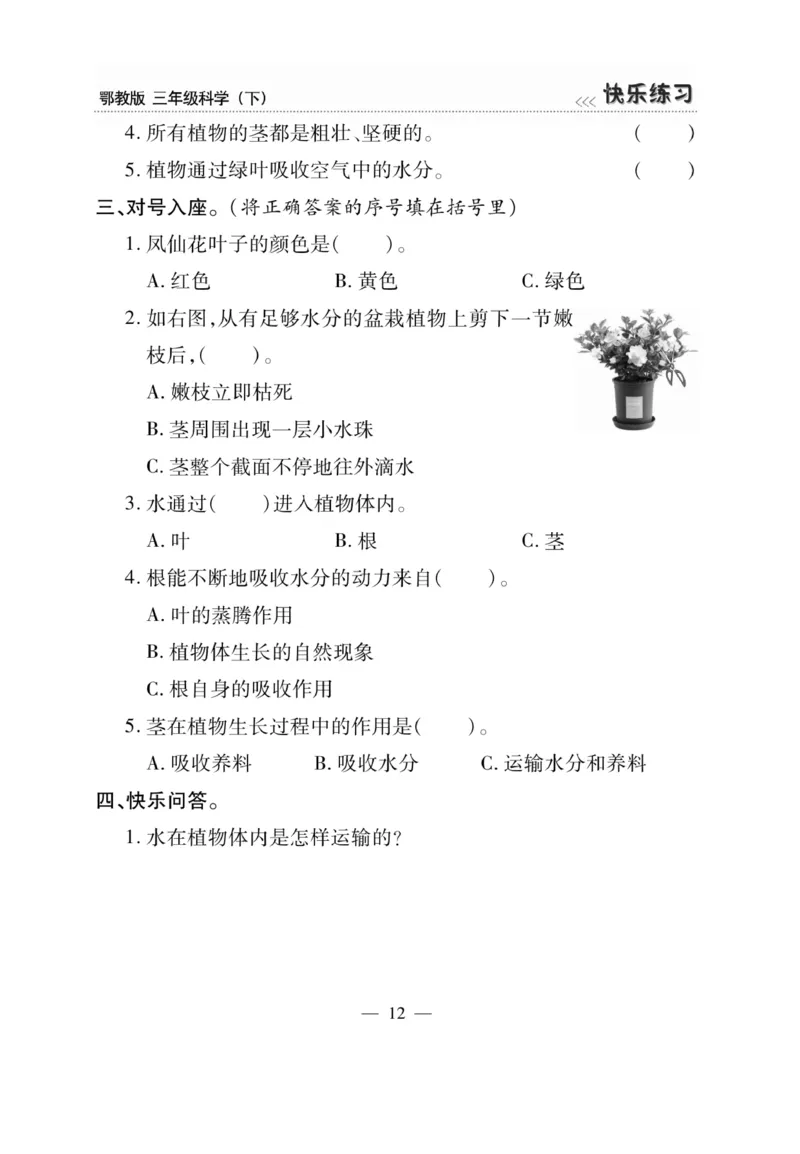 三（下）科学-鄂教版快乐练习_三年级上下册资料_小学三年级学习资料-25年更新版_3-10、小学三年级科学下册_鄂教版
