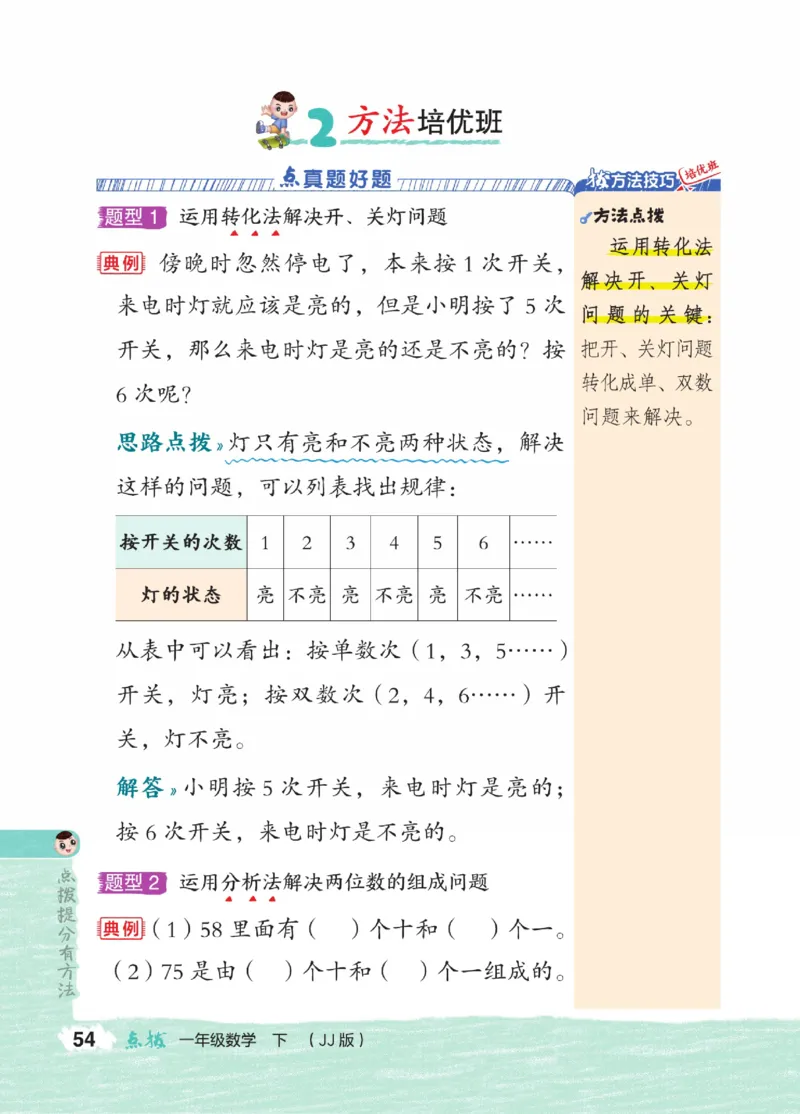 《点拨》23春数学1年级下册（JJ）_一年级上下册资料_小学一年级学习资料-25年更新版_1-04、小学一年级数学下册_1-4-2、练习题、作业、试题、试卷_冀教版_电子册类