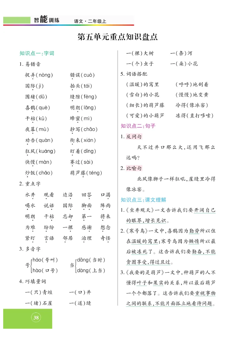 《智能训练》课时-语文2年级上册（RJ）_二年级上下册资料_小学二年级学习资料-25年更新版_2-01、小学二年级语文上册_2-1-2、练习题、作业、试题、试卷_电子册类