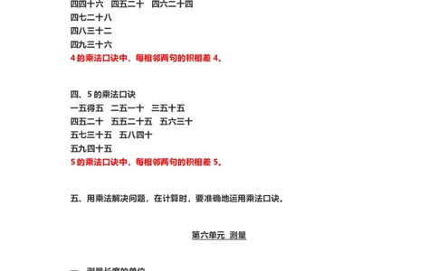 二年级数学（上册）北师大数学重点知识点汇总_二年级上下册资料_小学二年级学习资料-25年更新版_2-03、小学二年级数学上册_2-3-1、复习、知识点、归纳汇总_北师大版