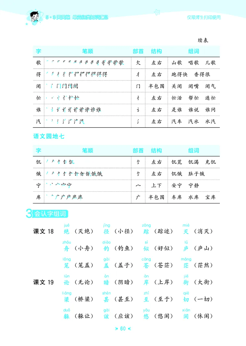 25秋统编版语文二年级上册单元归类知识汇总_25秋小学语数英习题试卷_语文_53单元归类知识汇总完整版语文25年上册