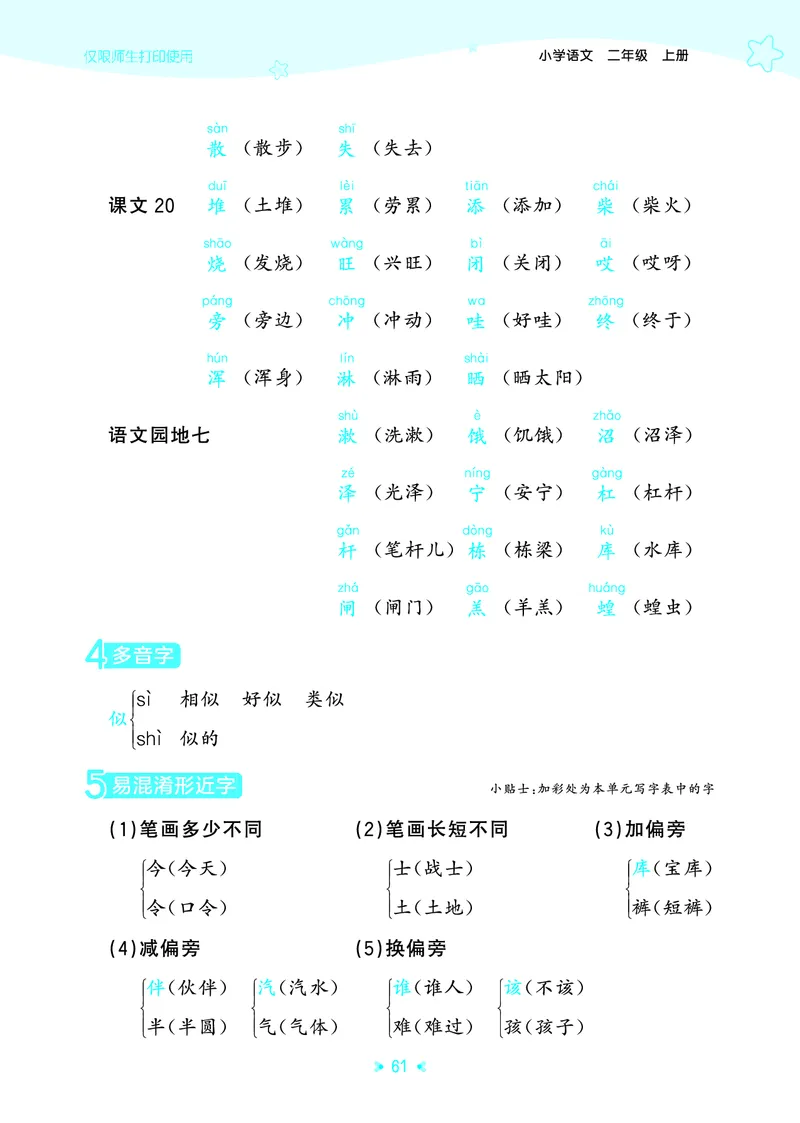 25秋统编版语文二年级上册单元归类知识汇总_25秋小学语数英习题试卷_语文_53单元归类知识汇总完整版语文25年上册
