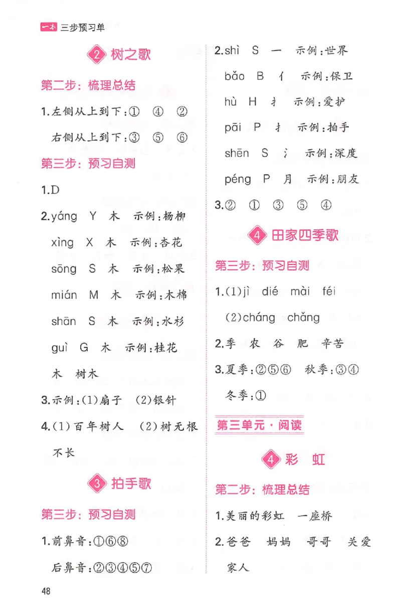 三步预习单二年级_25秋《一本预习笔记》语数外，人教，北师1-6上_25秋《一本预习笔记》语文1-6_二年级预习笔记语文