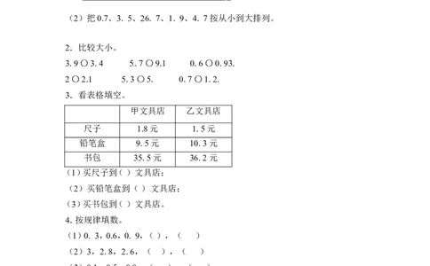 三年级下册数学一课一练-小数的初步认识1-苏教版_三年级上下册资料_三年级上语数英上下册学习资料_3-8-4、小学三年级数学下册_苏教版_2、同步练习