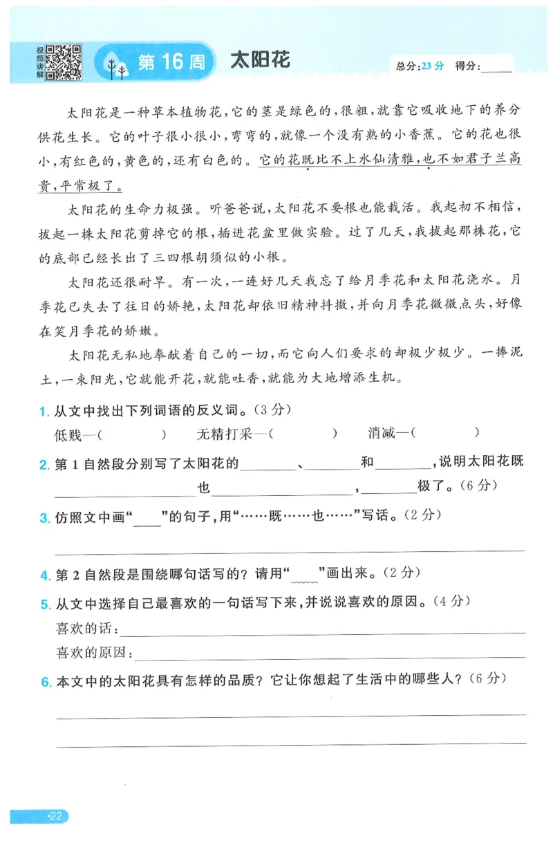 三年级语文下册25春《阳光同学课时提优训练》周周提优_三年级上下册资料_53黄冈多个品牌系列资料_语文