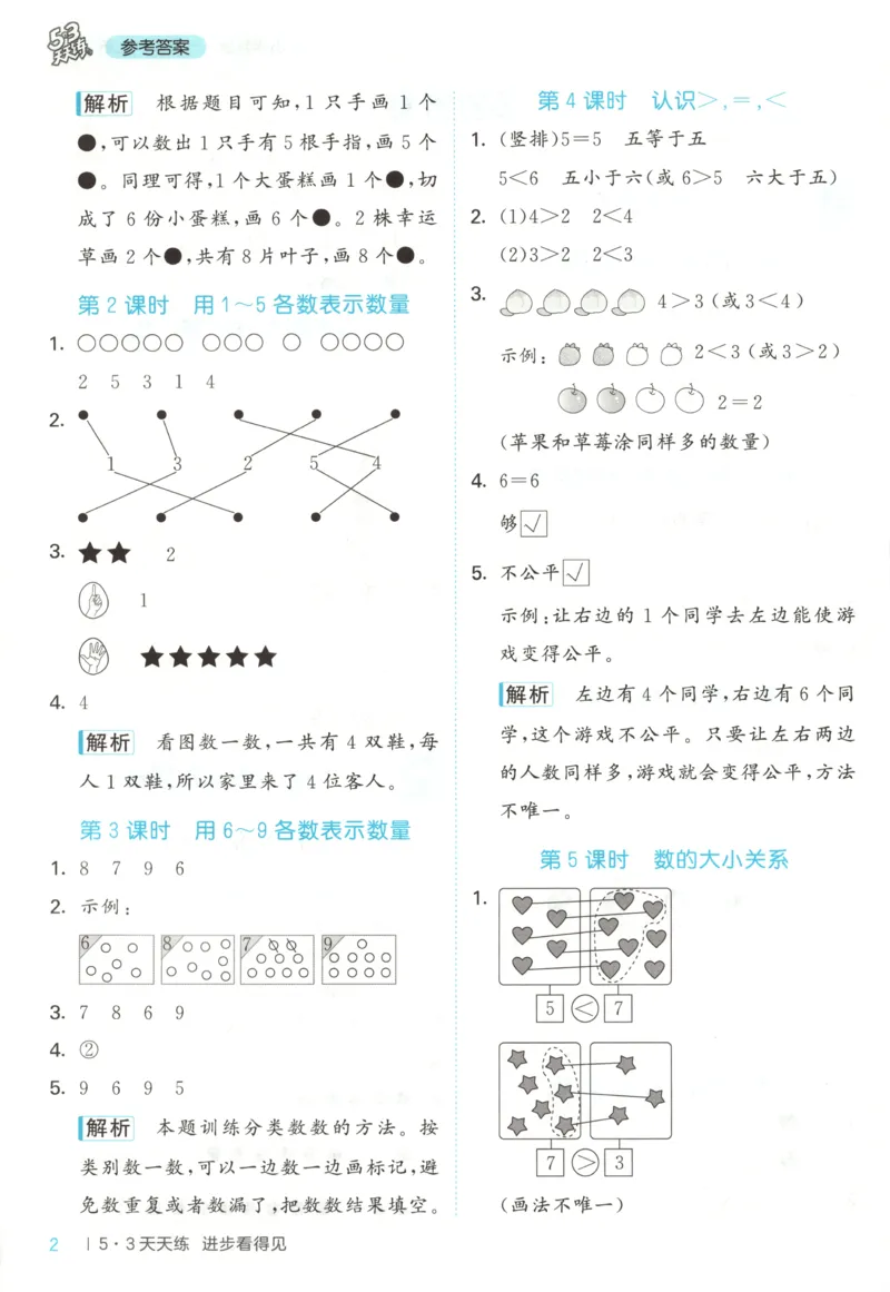一年级数学上册冀教版25秋《53天天练》答案_25秋小学语数英习题试卷_数学_冀教版_1-6年级数学上册冀教版25秋《53天天练》_一年级数学上册冀教版25秋《53天天练》
