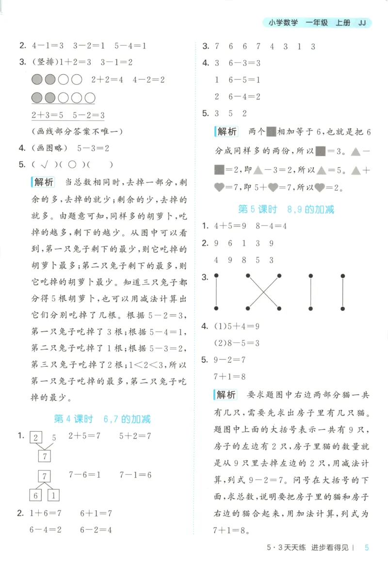 一年级数学上册冀教版25秋《53天天练》答案_25秋小学语数英习题试卷_数学_冀教版_1-6年级数学上册冀教版25秋《53天天练》_一年级数学上册冀教版25秋《53天天练》