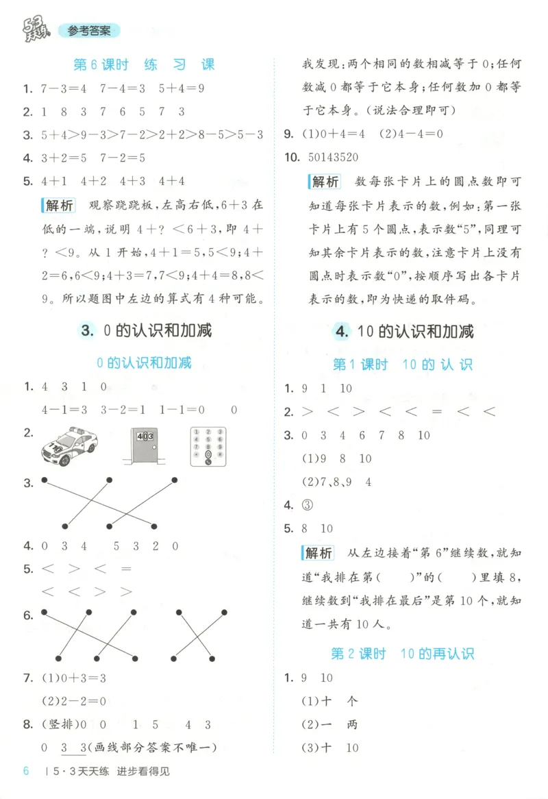 一年级数学上册冀教版25秋《53天天练》答案_25秋小学语数英习题试卷_数学_冀教版_1-6年级数学上册冀教版25秋《53天天练》_一年级数学上册冀教版25秋《53天天练》