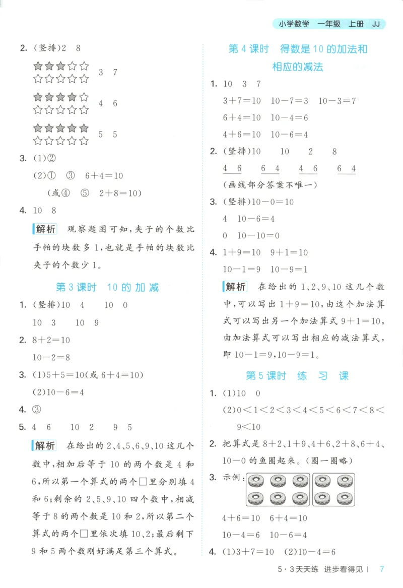 一年级数学上册冀教版25秋《53天天练》答案_25秋小学语数英习题试卷_数学_冀教版_1-6年级数学上册冀教版25秋《53天天练》_一年级数学上册冀教版25秋《53天天练》