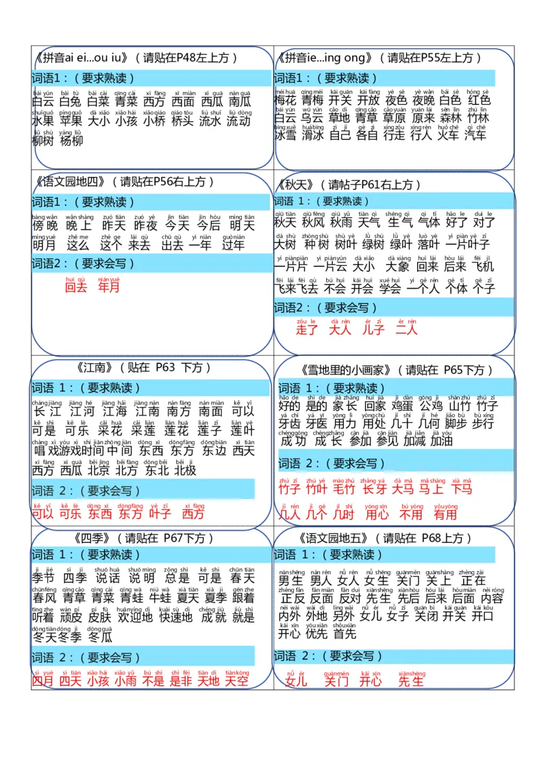 一年级上册语文彩色版课课贴（可裁剪）_一年级上下册资料_小学一年级学习资料-25年更新版_1-01、小学一年级语文上册_01、知识汇总_课课贴