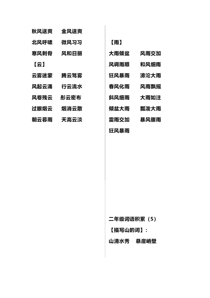 二（上）语文多类词语积累汇总_二年级上下册资料_小学二年级学习资料-25年更新版_2-01、小学二年级语文上册_2-1-1、复习、知识点、归纳汇总_精品重点知识总汇